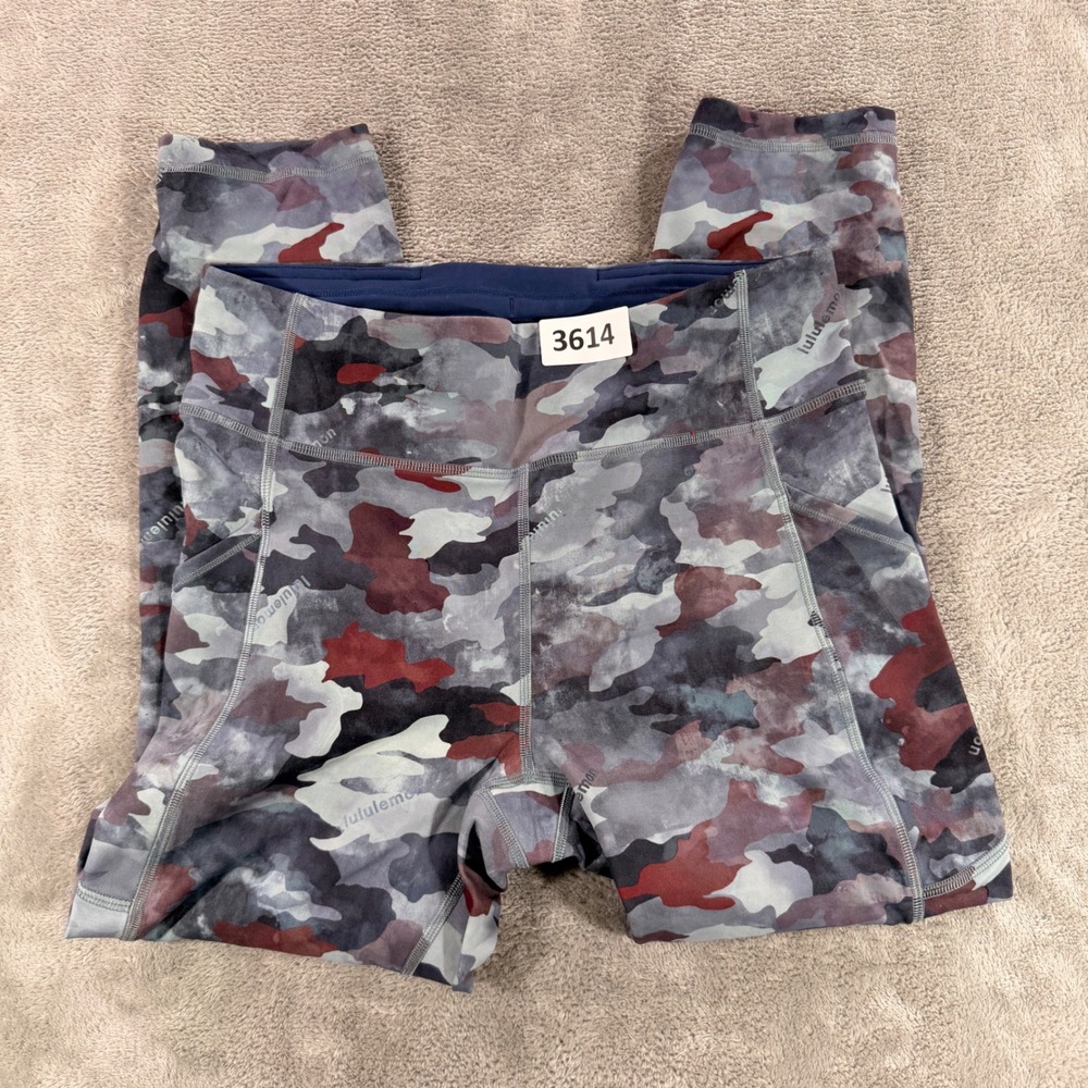 Lululemon Leggings Womens‎ 6 Blue Camo Fast and Free High Rise Crop Pockets
